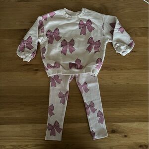 Zara Cream and Pink Bow Top 5T